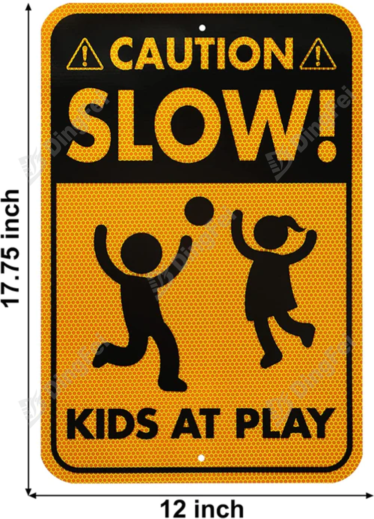 Slow Down Kids At Play Reflective Aluminum Street Warning Sign - 